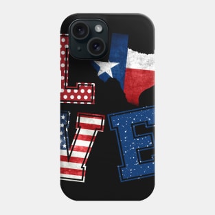 Love Texas Distressed Retro American Flag 4th Of July Gift Phone Case