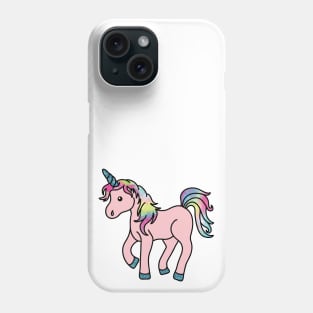 Pink Unicorn with Colorful Mane and Tail and Glitter (textured) Horn and Feet Phone Case