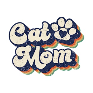 Retro Cat Mom - Cute Cat Paws - Cat Owner & Cat Lover Gift For Women T-Shirt