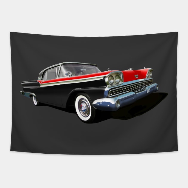 1959 Ford Galaxie in black and red Tapestry by candcretro