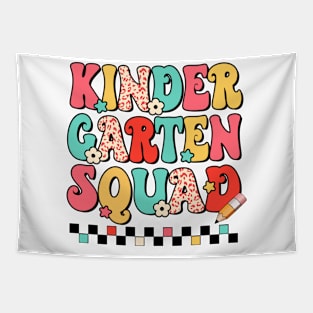 Back To School Kindergarten Squad Retro Groovy Teacher Student Tapestry