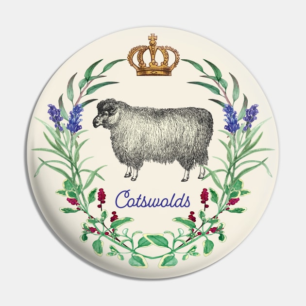 Cotswolds Sheep Lavender Wreath British Cottagecore Pin by Pine Hill Goods