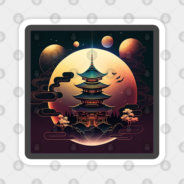 Japanese Temple Tokyo  Asian Inspired Retro Japan Magnet by Linco