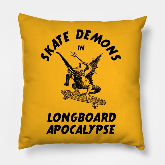 Skate Demons in Longboard Apocalypse Pillow by atomguy