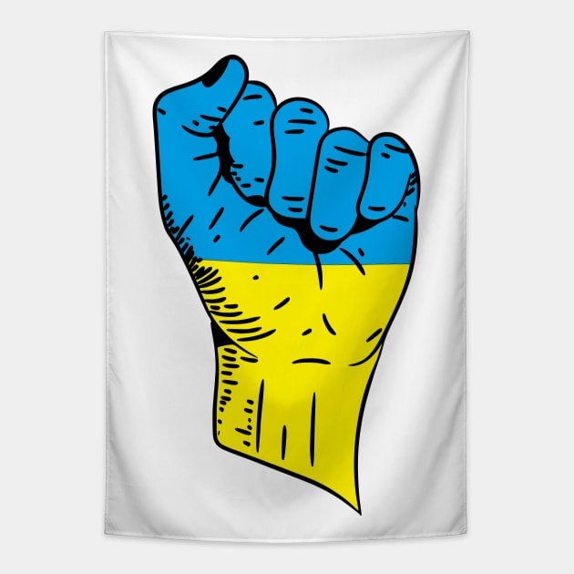 Flag of Ukraine on a Raised Clenched Fist Tapestry by Vladimir Zevenckih