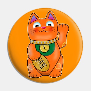 Cute Maneki Neko Safe Travels Lucky Cat Pin