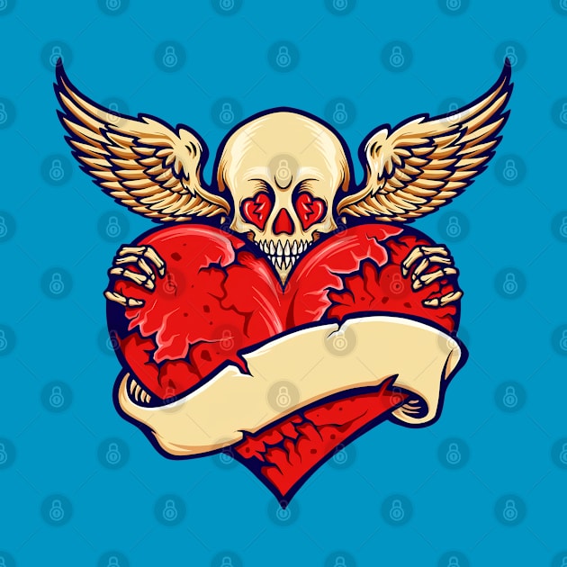 Winged Heart Skull by Saint Barkley