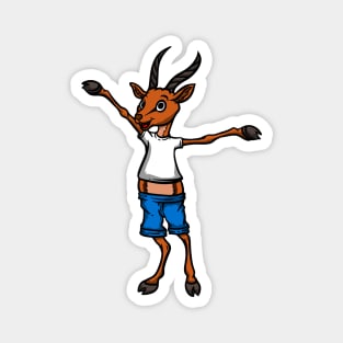 Cute Anthropomorphic Human-like Cartoon Character Gazelle Antelope in Clothes Magnet