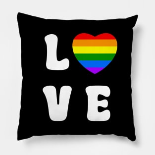 Love Rainbow Heart White Pillow