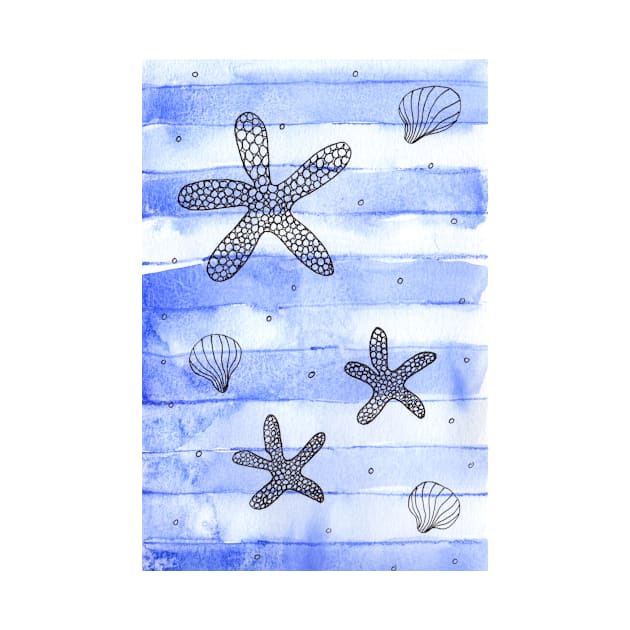 Starfish Pattern with Stripes by Sandraartist