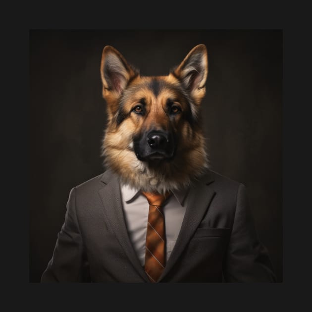 German Shepherd Dog in Suit by Merchgard