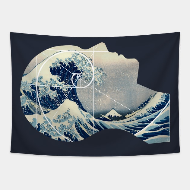 Great Wave, Hokusai Meets Fibonacci in My Head Tapestry by cartogram