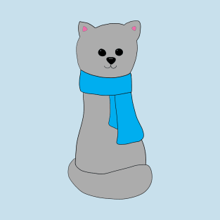 Cat in Blue Scarf T-Shirt