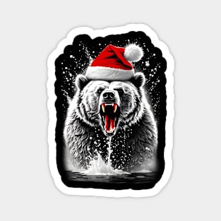 Roaring Santa Bear Magnet