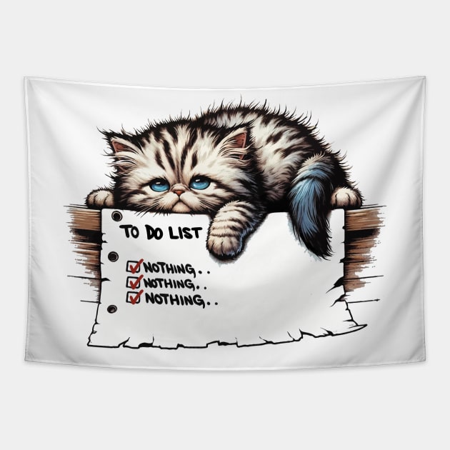 Lazy Cat Day Tapestry by Cutetopia