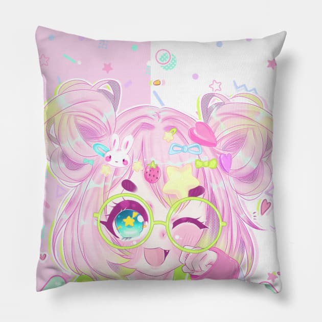 Kawaii girl Design Pillow by cremebunny