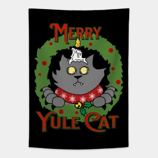 Merry Yule Cat Wreath Tapestry