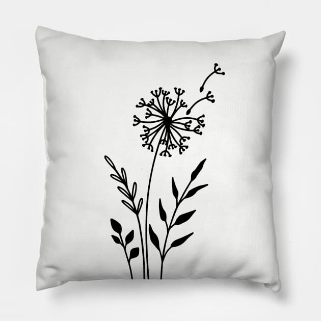 Minimalist dandelion Pillow by Vintage Dream