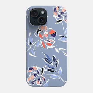 floral blue abstract Phone Case