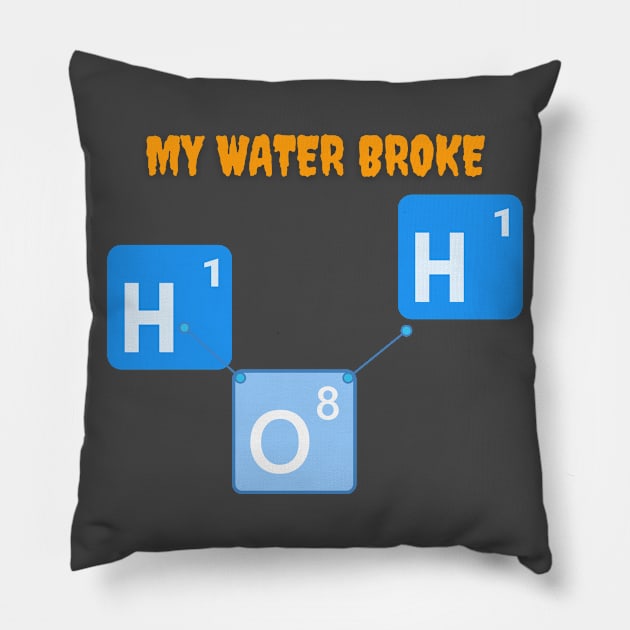 My Water Broke Molecule Pillow by Handy Unicorn