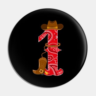 Kids 1st Birthday One Year Old Baby Cowboy Western Rodeo Party Pin