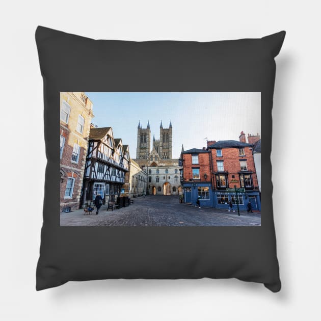 Lincoln Cathedral And Magna Carta From Castle Square Pillow by tommysphotos