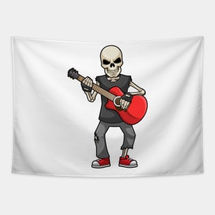 Skeleton at Music with Guitar Tapestry