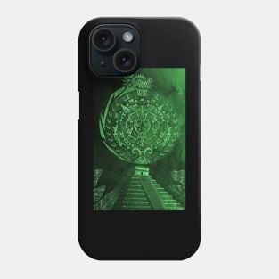 jade quetzalcoatl and the aztec calendar in teotihuacan ecopop mexican pattern Phone Case