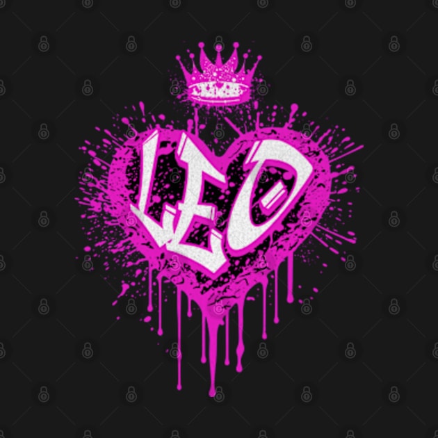 Leo Graffiti Airbrush Heart Zodiac Sign Birthday Astrology by Lavender Celeste