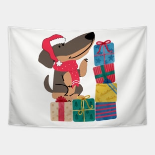 Wiener Dog Christmas Tapestry