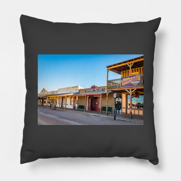 Allen Street in Tombstone, Arizona Pillow by Gestalt Imagery