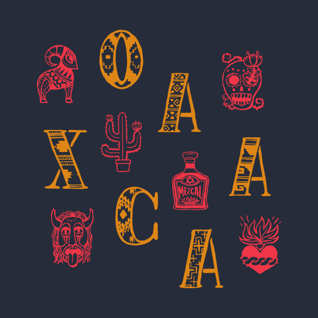 Oaxaca Alphabets - Indigo Blue by akaneyabushita