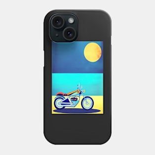 LOVELY SURREAL RETRO MOTORCYCLE ON THE BEACH Phone Case