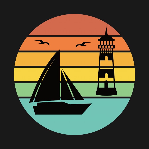 Sailboat Lighthouse Coastal Town by POS