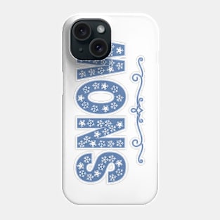 White Snowflake Snow Text Phone Case