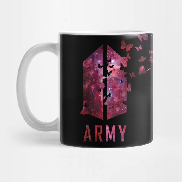 BTS Army logo with destructive butterfly (red galaxy) | Kpop Army