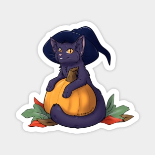 Autumn Halloween Cat Magnet