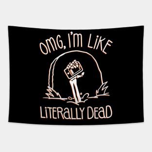 Halloween OMG Literally Dead Skeleton (Orange) Tapestry