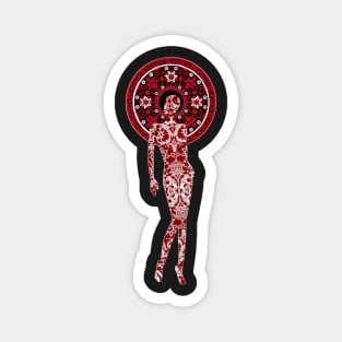 Alien Fashionista Red White on Black Magnet