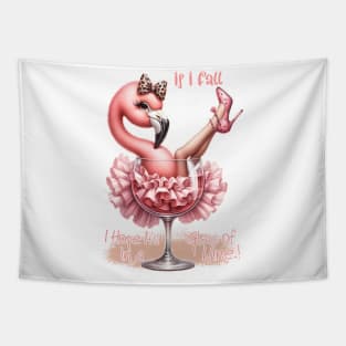 If I Fall I Hope It's In A Glass Of Wine Flamingo Tapestry