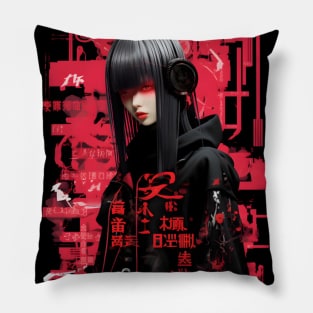 Japanese girl streatwear pattern Pillow