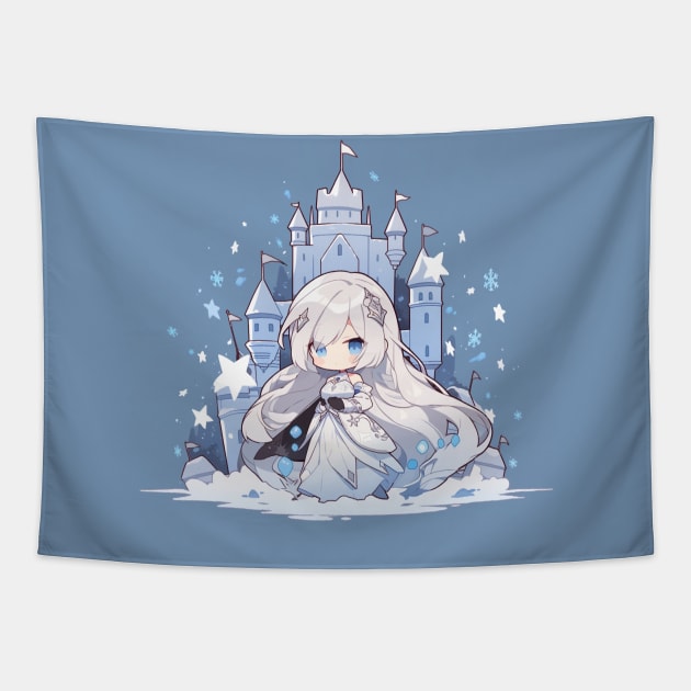 chibi snow princess Tapestry by WabiSabi Wonders