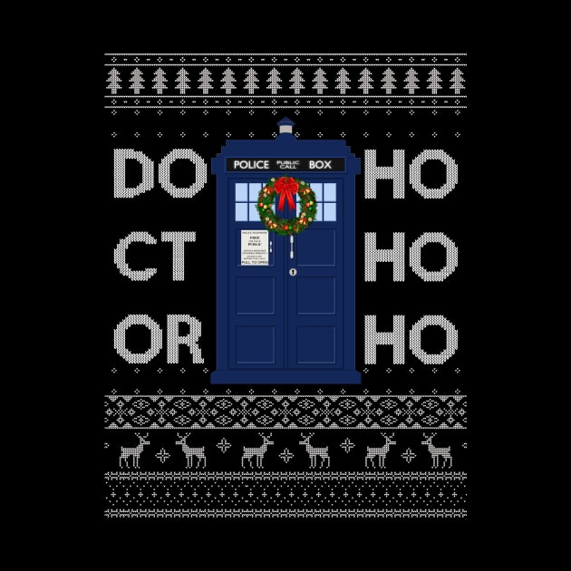 Doctor Who Tardis Ho Ho Ho Christmas Knit by Bevatron