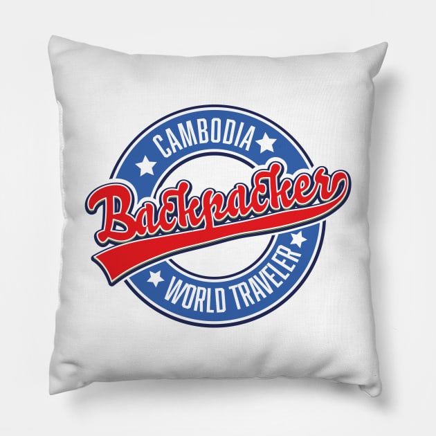 Cambodia backpacker world traveler Pillow by nickemporium1