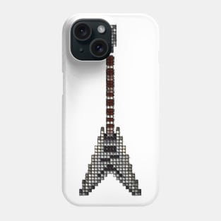 Tiled Pixel Silver King Flying V Guitar Upright Phone Case