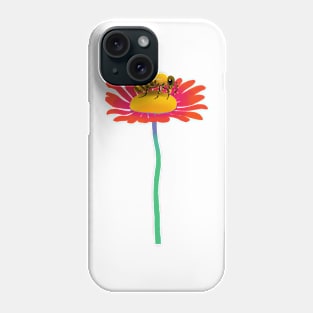 Honey Bee feeding from red flower Phone Case