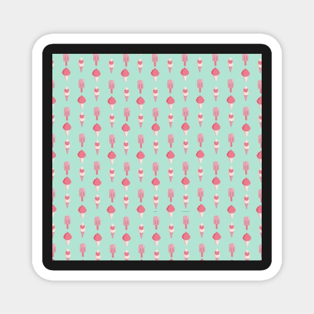 Summer Ice Cream Dream in Mint and Pink Magnet by PaperRain