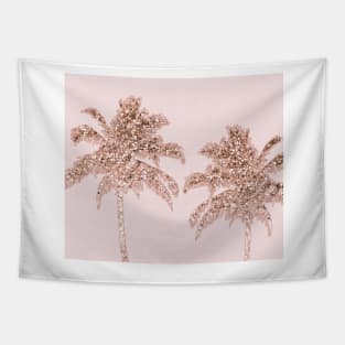 Glittering rose palm trees Tapestry