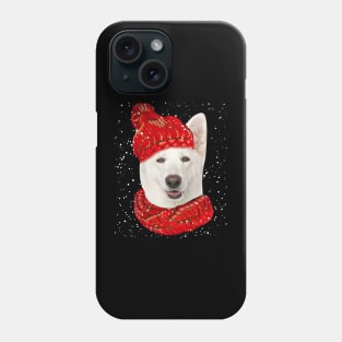 German Shepherd Wearing Red Hat And Scarf Christmas Phone Case