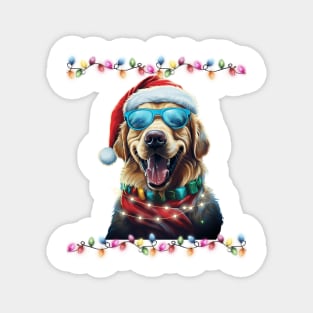 Dog-Santa Hat Christmas Lights Funny Dog Christmas Magnet